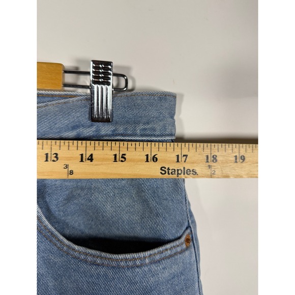 Levis 505 Regular Fit Denim Shorts Mens 33 Light Wash Blue Cotton Zip Fly FLAWS - Picture 11 of 12